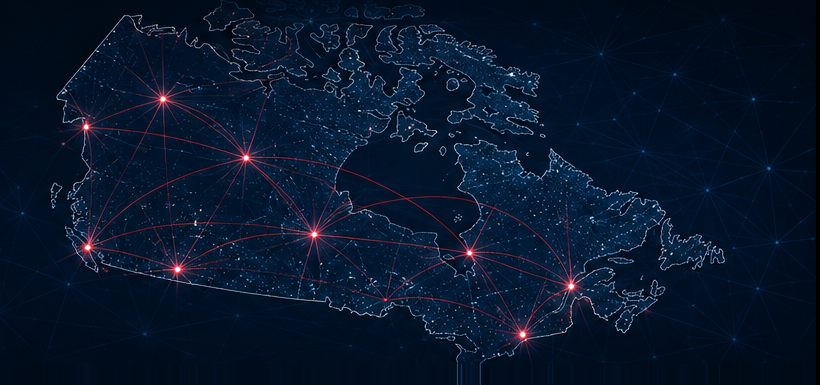 Connected network map of Canada